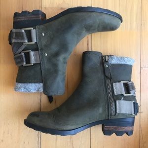 Sorel Green Heeled Bootie, 7